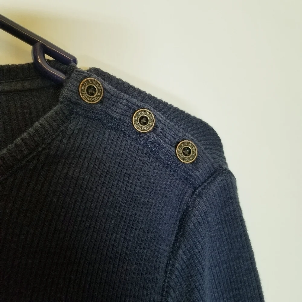 Lauren Jeans co LRL Lauren Ralph Lauren Navy blue long sleeve button‎ accent M
